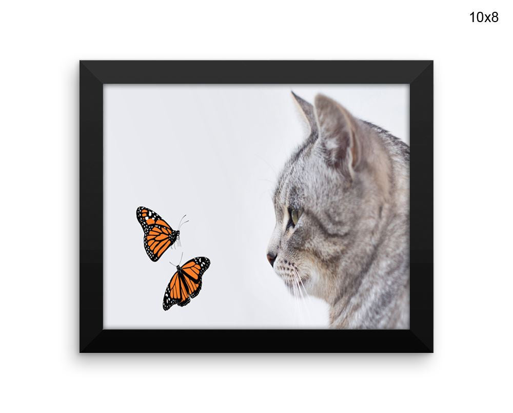 Kitten Butterflies Print, Beautiful Wall Art with Frame and Canvas options available Living Room