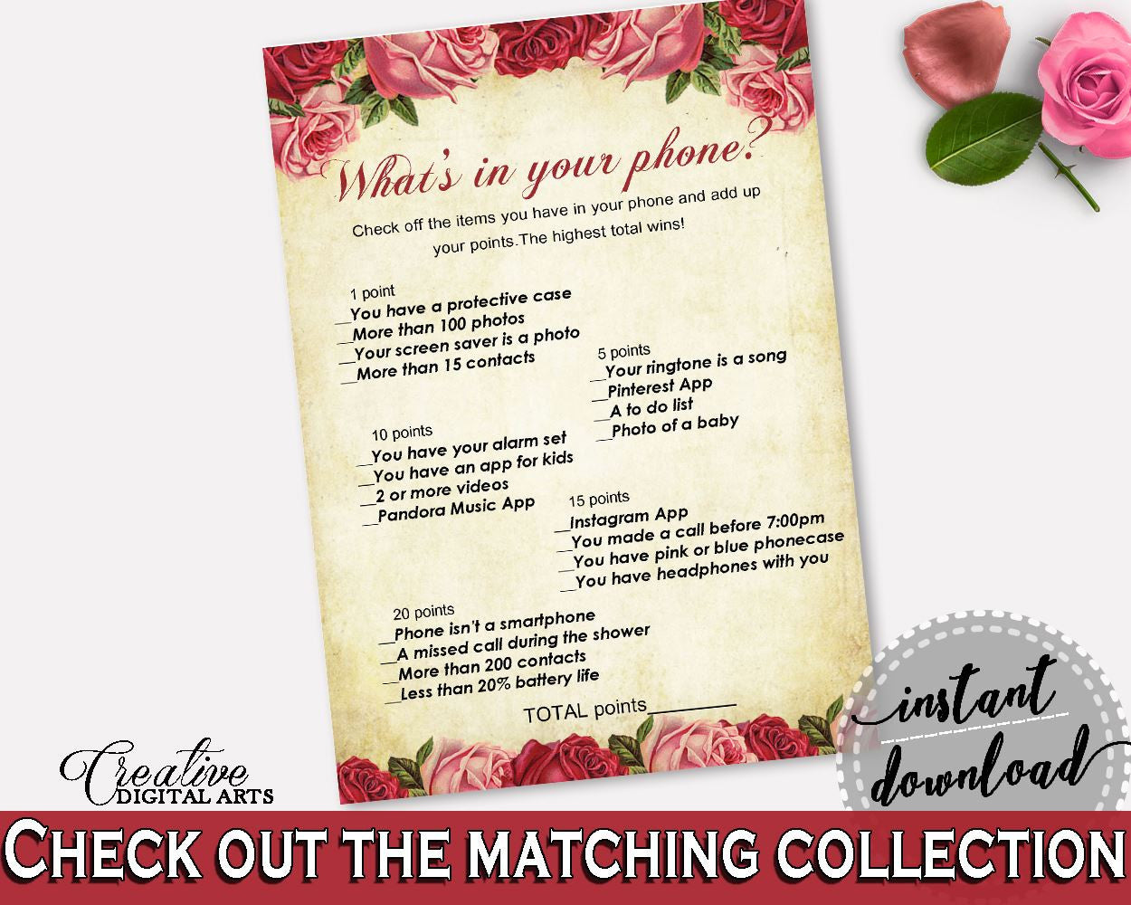 What's In Your Phone Bridal Shower What's In Your Phone Vintage Bridal Shower What's In Your Phone Bridal Shower Vintage What's In XBJK2 - Digital Product