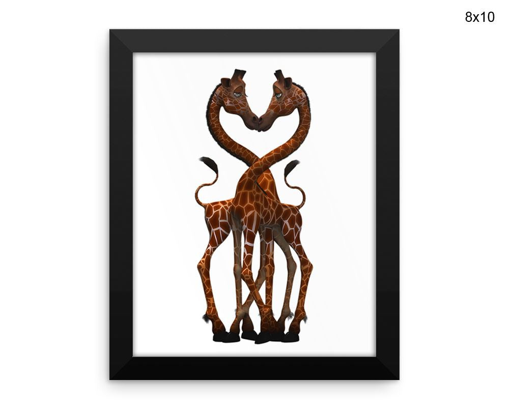 Giraffe Kissing Print, Beautiful Wall Art with Frame and Canvas options available Kids Decor