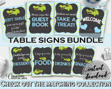 Baby shower TABLE SIGNS decoration printable with green alligator and blue color theme, instant download - ap002