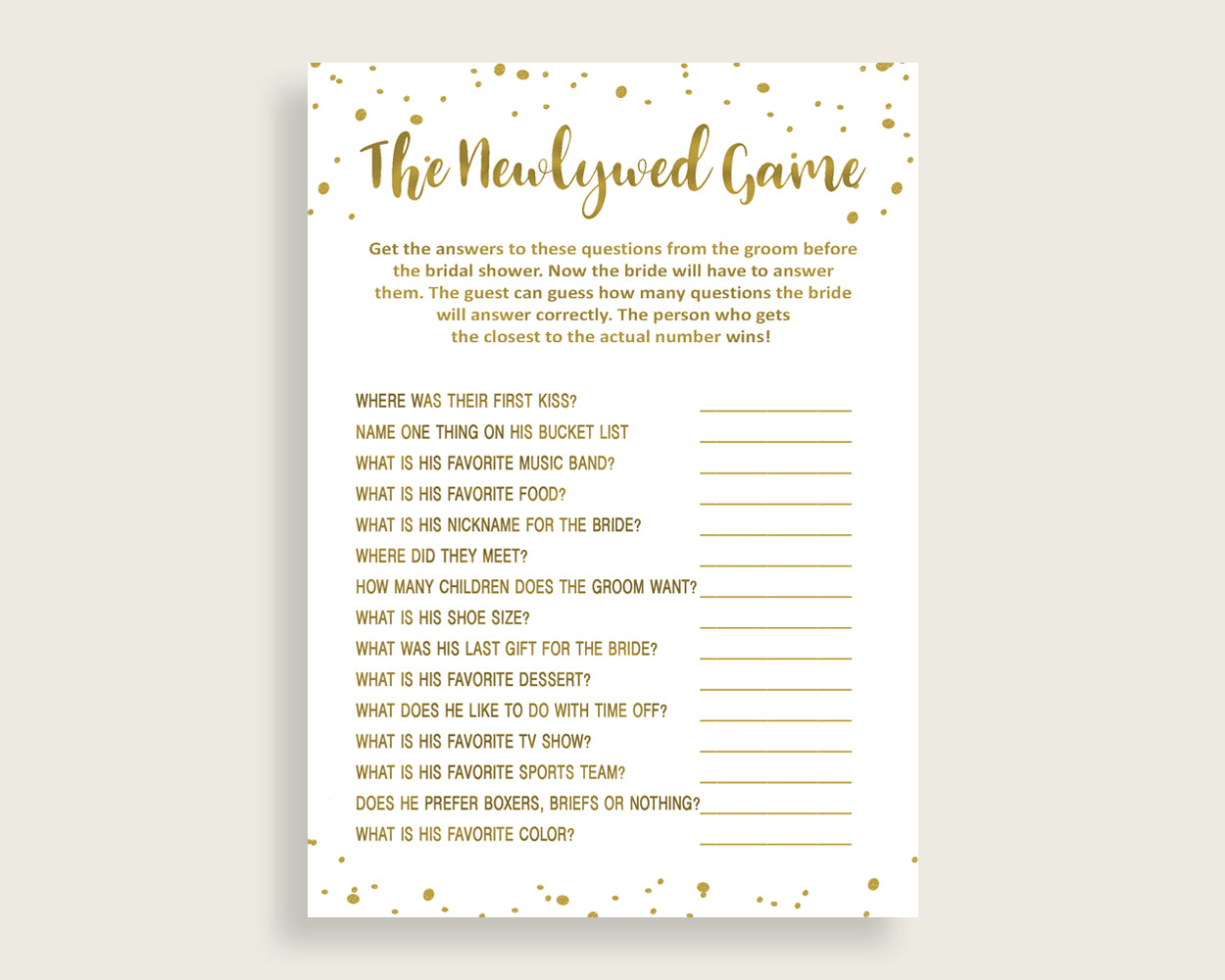 The Newlywed Game Bridal Shower The Newlywed Game Gold Bridal Shower The Newlywed Game Bridal Shower Gold The Newlywed Game Gold White G2ZNX