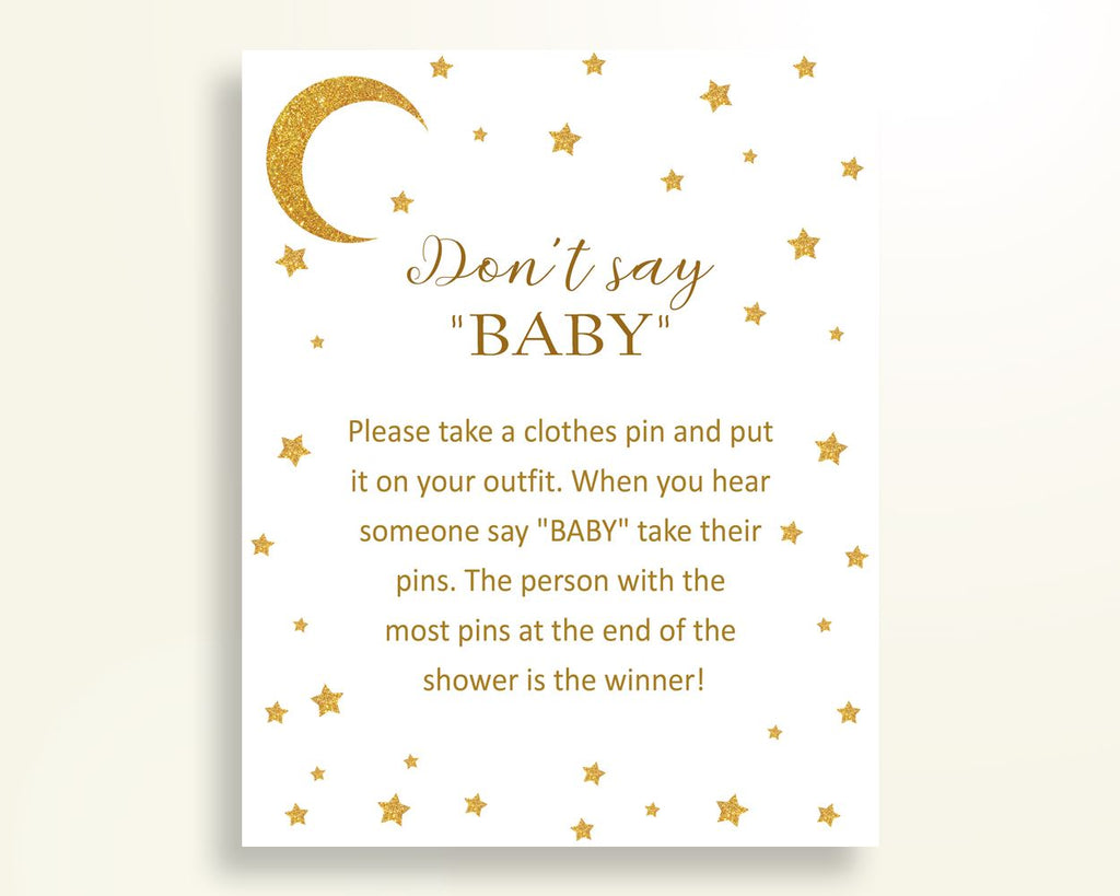 Dont Say Baby Baby Shower Dont Say Baby Stars Baby Shower Dont Say Baby Baby Shower Stars Dont Say Baby Gold White paper supplies RKA6V - Digital Product