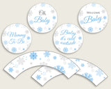 Cupcake Toppers And Wrappers Baby Shower Cupcake Toppers And Wrappers Snowflake Baby Shower Cupcake Toppers And Wrappers Blue Gray NL77H