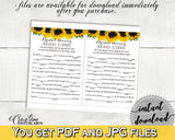 Mad Libs Bridal Shower Mad Libs Sunflower Bridal Shower Mad Libs Bridal Shower Sunflower Mad Libs Yellow White party supplies SSNP1 - Digital Product