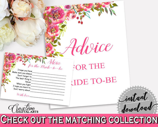 Advice Cards Bridal Shower Advice Cards Spring Flowers Bridal Shower Advice Cards Bridal Shower Spring Flowers Advice Cards Pink Green UY5IG - Digital Product