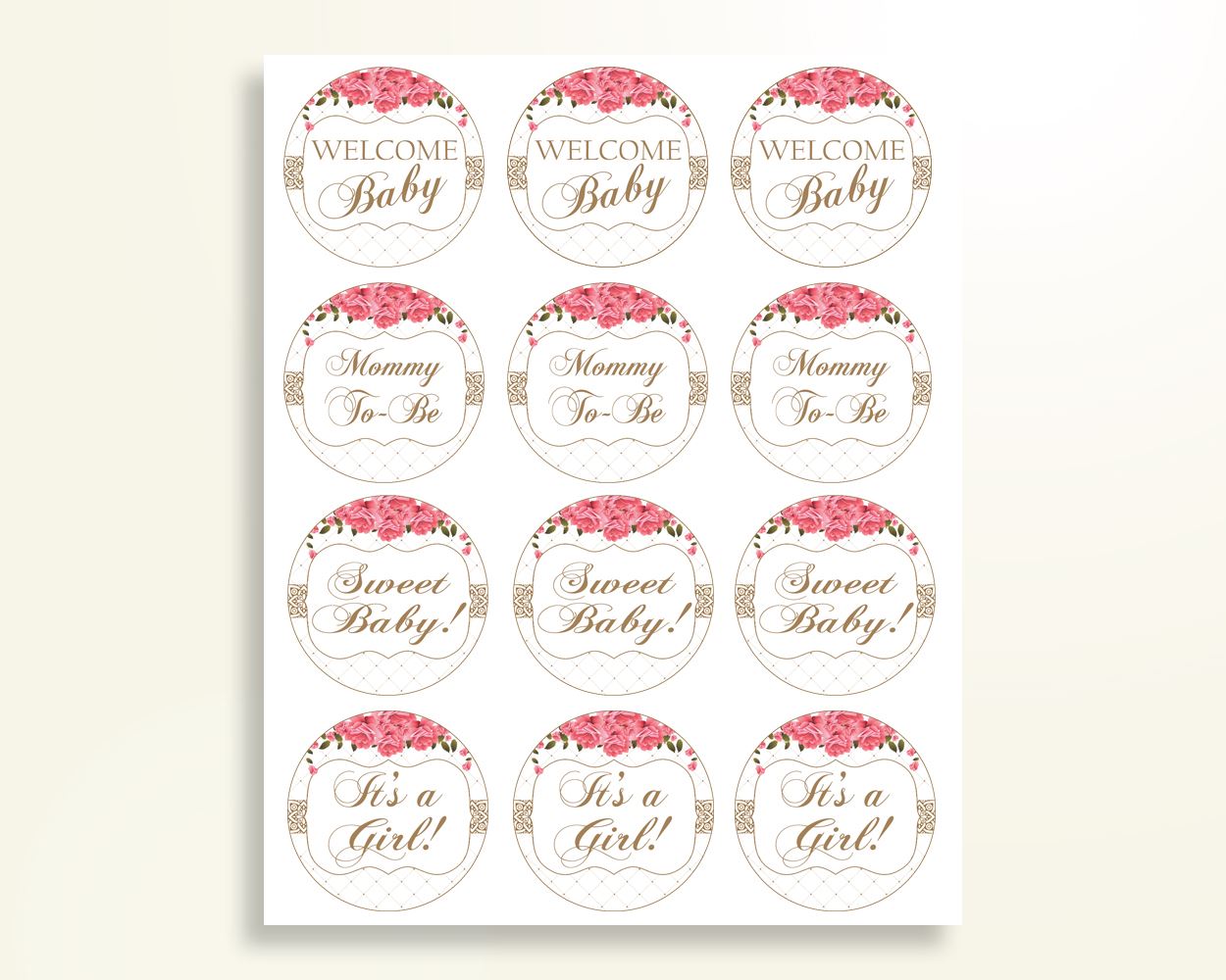 Cupcake Toppers And Wrappers Baby Shower Cupcake Toppers And Wrappers Roses Baby Shower Cupcake Toppers And Wrappers Baby Shower Roses U3FPX - Digital Product