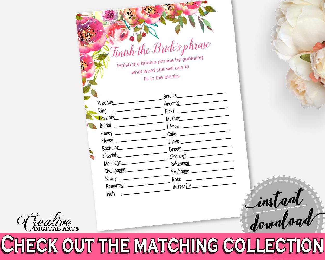 Finish The Phrase Bridal Shower Finish The Phrase Spring Flowers Bridal Shower Finish The Phrase Bridal Shower Spring Flowers Finish UY5IG - Digital Product