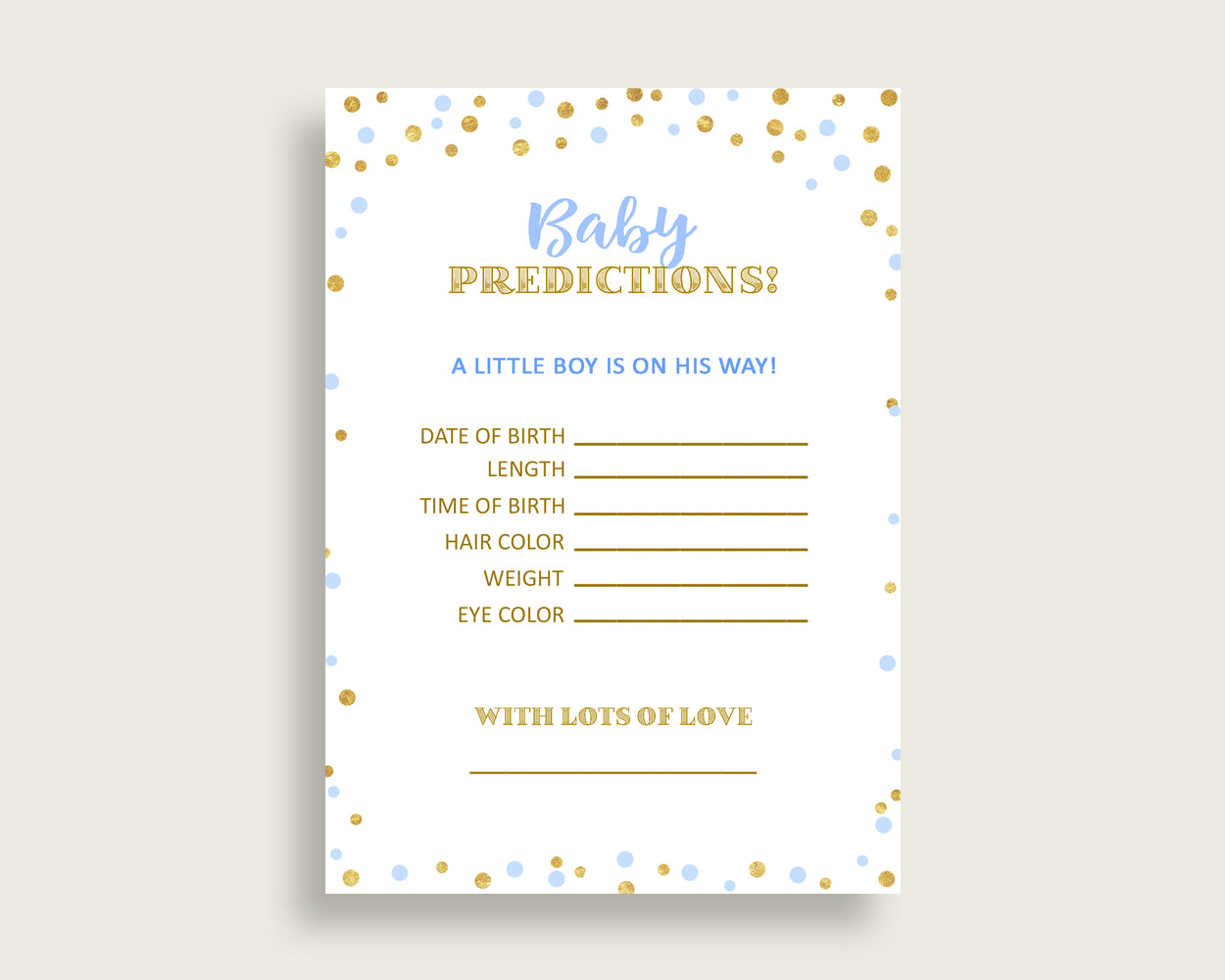 Baby Predictions Baby Shower Baby Predictions Confetti Baby Shower Baby Predictions Blue Gold Baby Shower Confetti Baby Predictions cb001