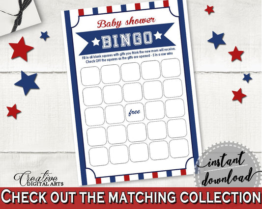 Bingo Gift Game Baby Shower Bingo Gift Game Baseball Baby Shower Bingo Gift Game Baby Shower Baseball Bingo Gift Game Blue Red party YKN4H - Digital Product