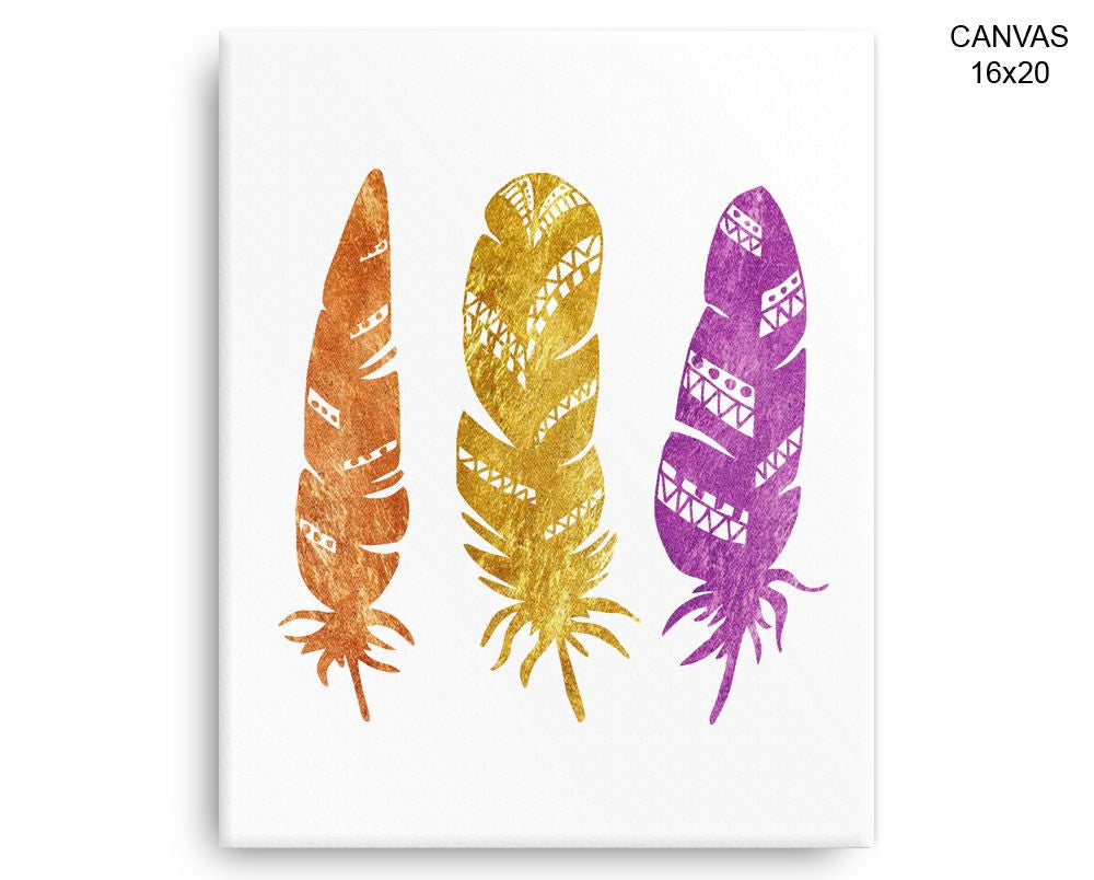 Bohemian Print, Beautiful Wall Art with Frame and Canvas options available Feathers Decor