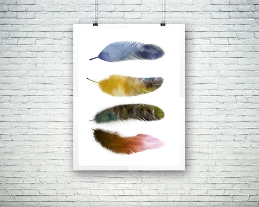 Wall Decor Watecolor Printable Feathers Prints Watecolor Sign Feathers Home Art Feathers Home Print Watecolor Printable Art Watecolor - Digital Download