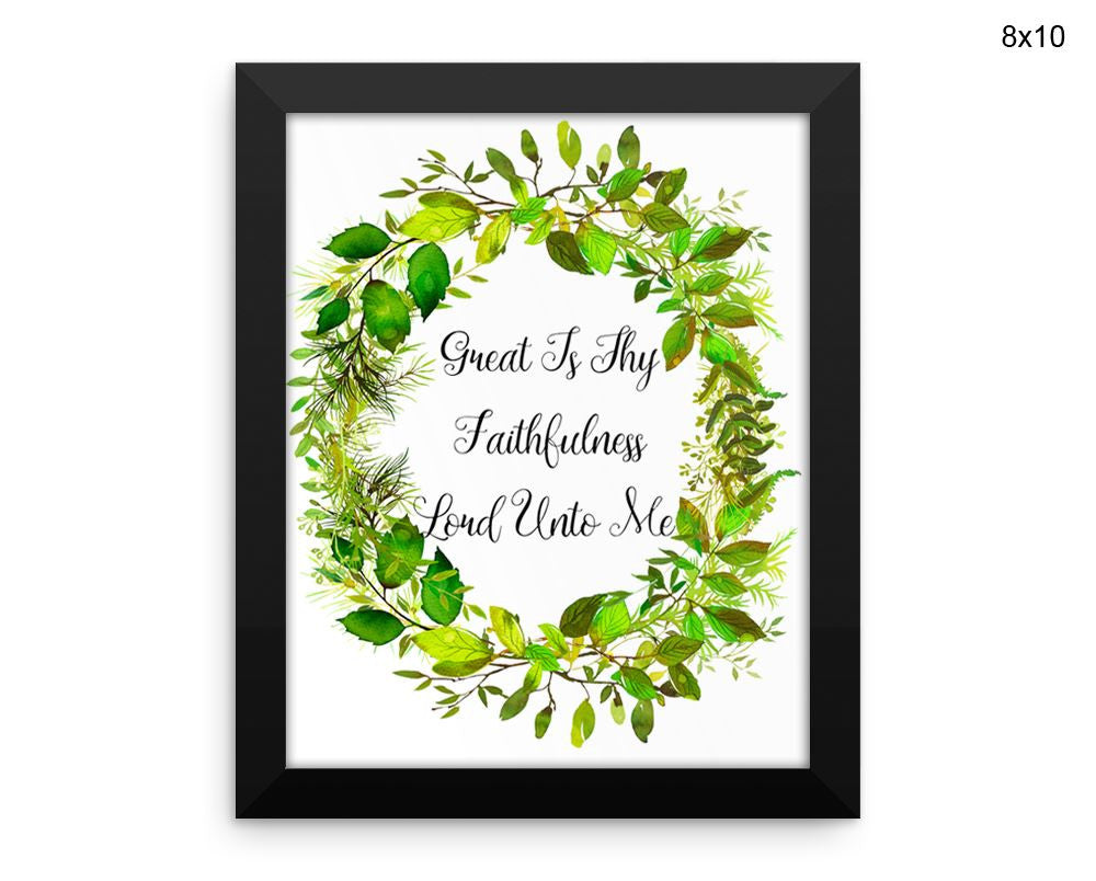 Faithfulness Print, Beautiful Wall Art with Frame and Canvas options available Floral Wreath Decor