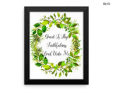 Faithfulness Print, Beautiful Wall Art with Frame and Canvas options available Floral Wreath Decor