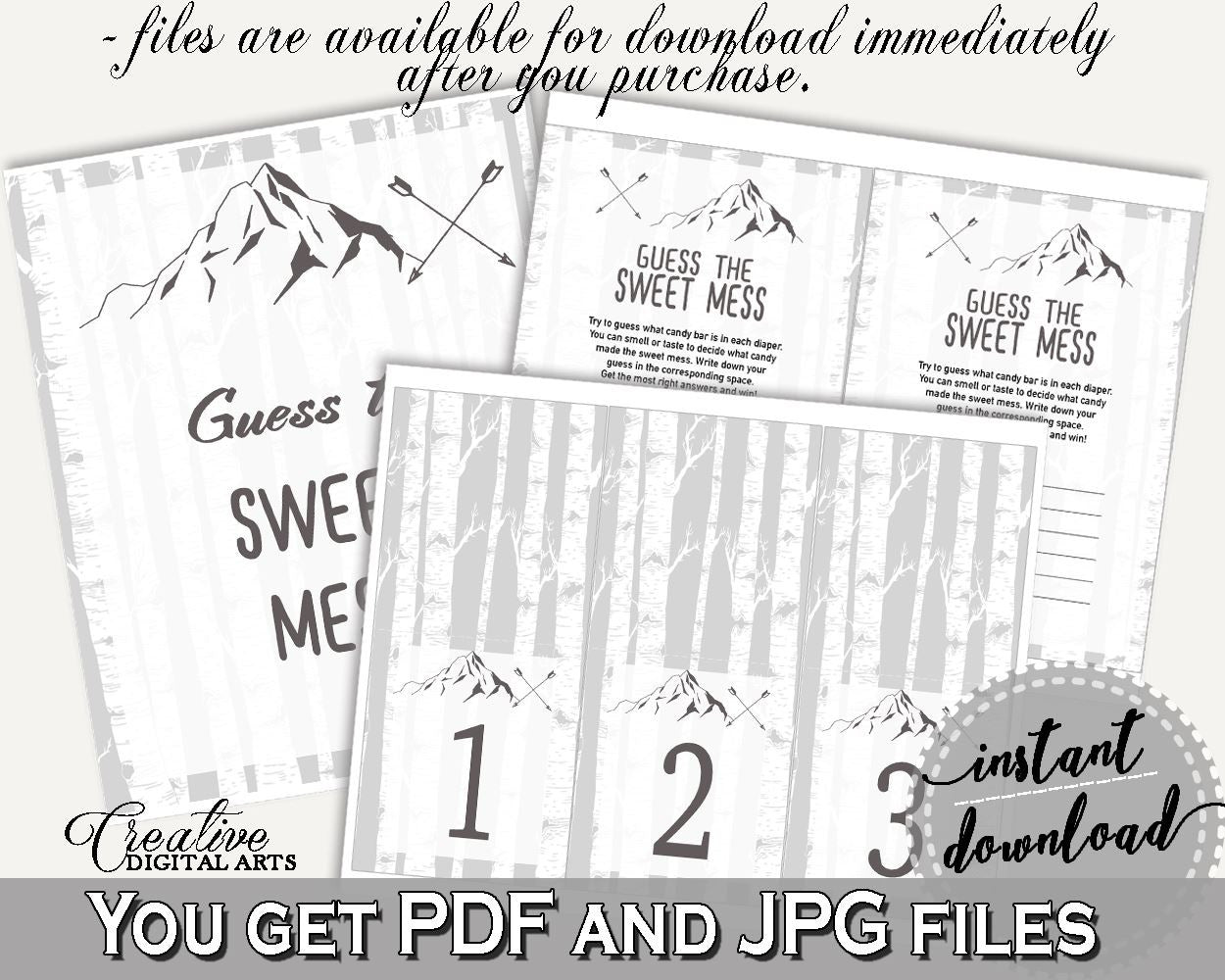 Sweet Mess Baby Shower Sweet Mess Adventure Mountain Baby Shower Sweet Mess Gray White Baby Shower Adventure Mountain Sweet Mess party S67CJ - Digital Product