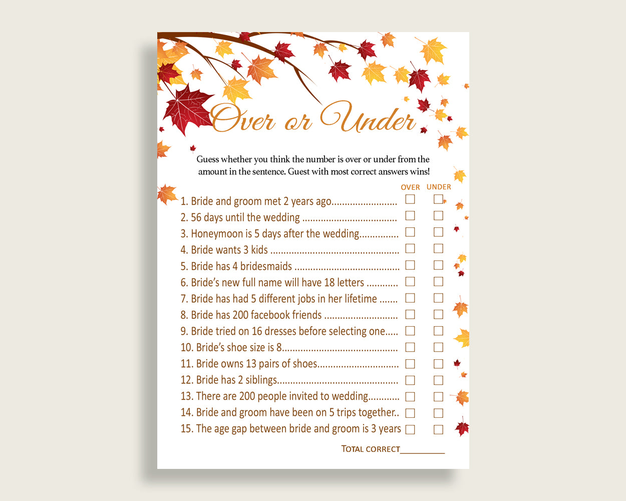 Over Or Under Bridal Shower Over Or Under Fall Bridal Shower Over Or Under Bridal Shower Autumn Over Or Under Brown Yellow pdf jpg YCZ2S