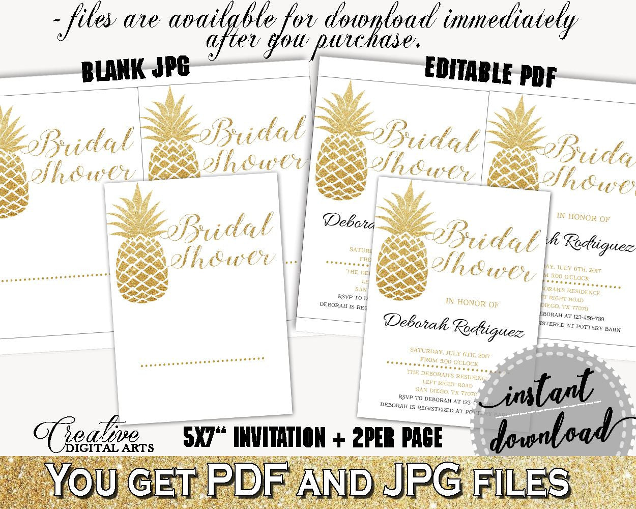 Editable Bridal Shower Invitation Bridal Shower Editable Bridal Shower Invitation Pineapple Bridal Shower Editable Bridal Shower 86GZU - Digital Product