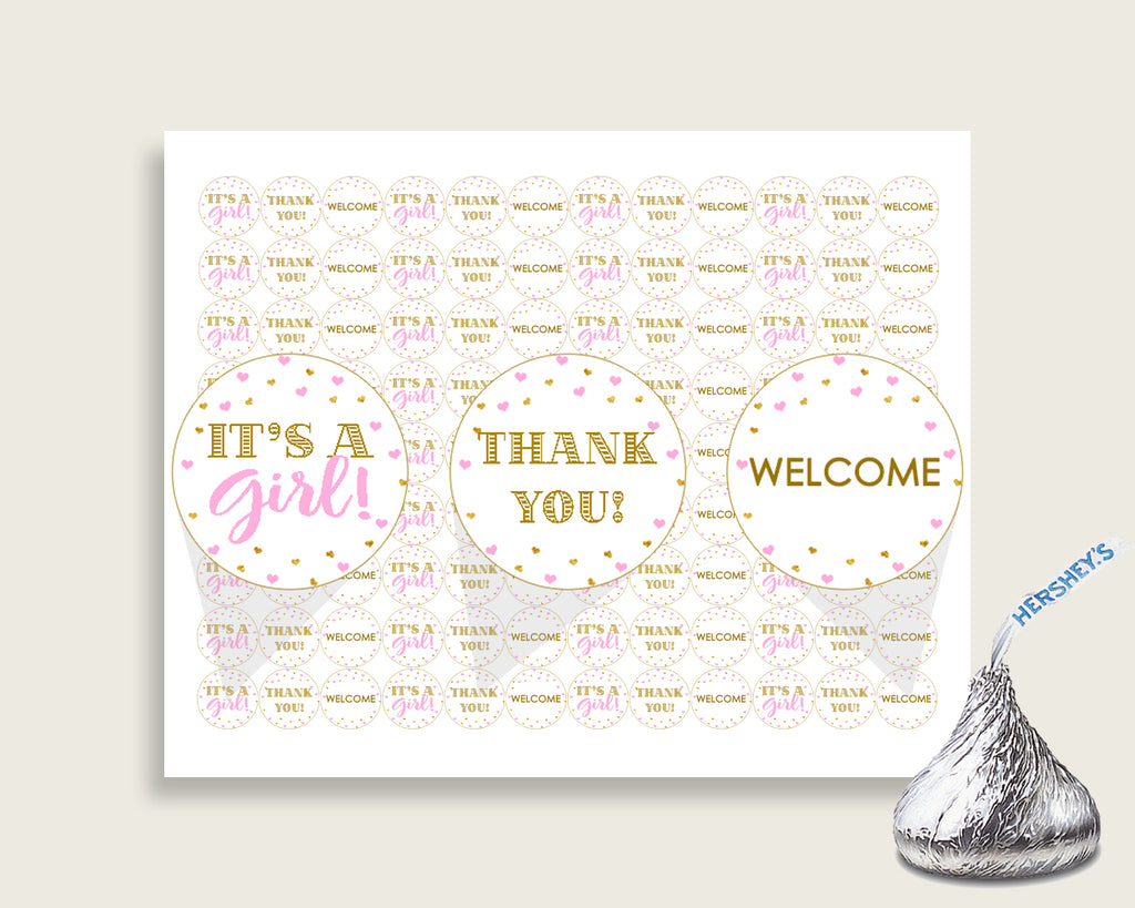 Hershey Kisses Baby Shower Hershey Kisses Hearts Baby Shower Hershey Kisses Baby Shower Hearts Hershey Kisses Pink Gold party decor bsh01