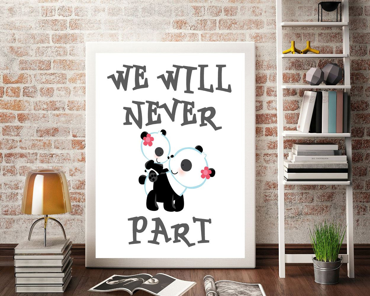 Wall Decor Nursery Printable Nursery Prints Nursery Sign Nursery  Printable Art Nursery never part animals nursery nursery pandas baby panda - Digital Download