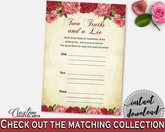 Two Truths And A Lie Bridal Shower Two Truths And A Lie Vintage Bridal Shower Two Truths And A Lie Bridal Shower Vintage Two Truths XBJK2 - Digital Product