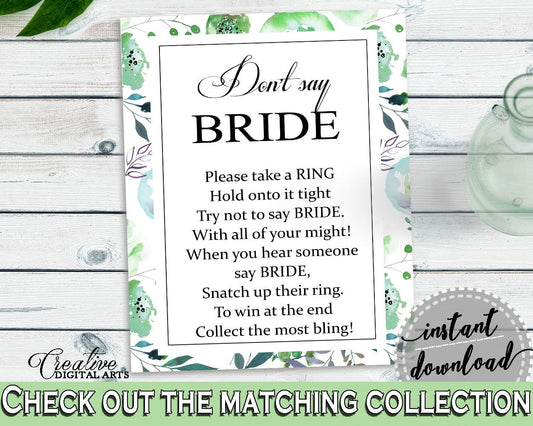 Don't Say Bride Bridal Shower Don't Say Bride Botanic Watercolor Bridal Shower Don't Say Bride Bridal Shower Botanic Watercolor Don't 1LIZN - Digital Product