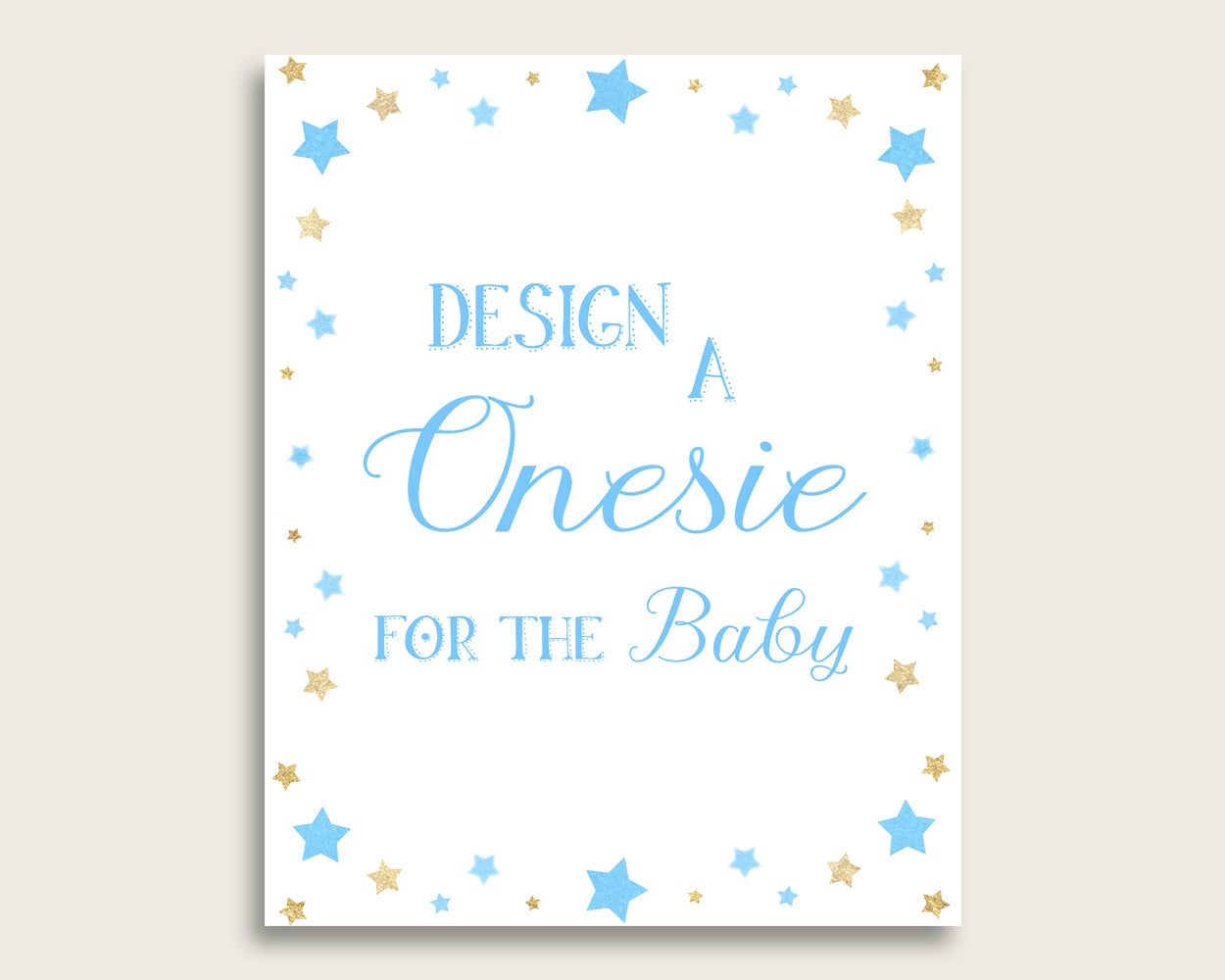 Blue Gold Please Sign The Onesie Sign and Design A Onesie Sign Printables, Stars Boy Baby Shower Decor, Instant Download, Most Popular bsr01