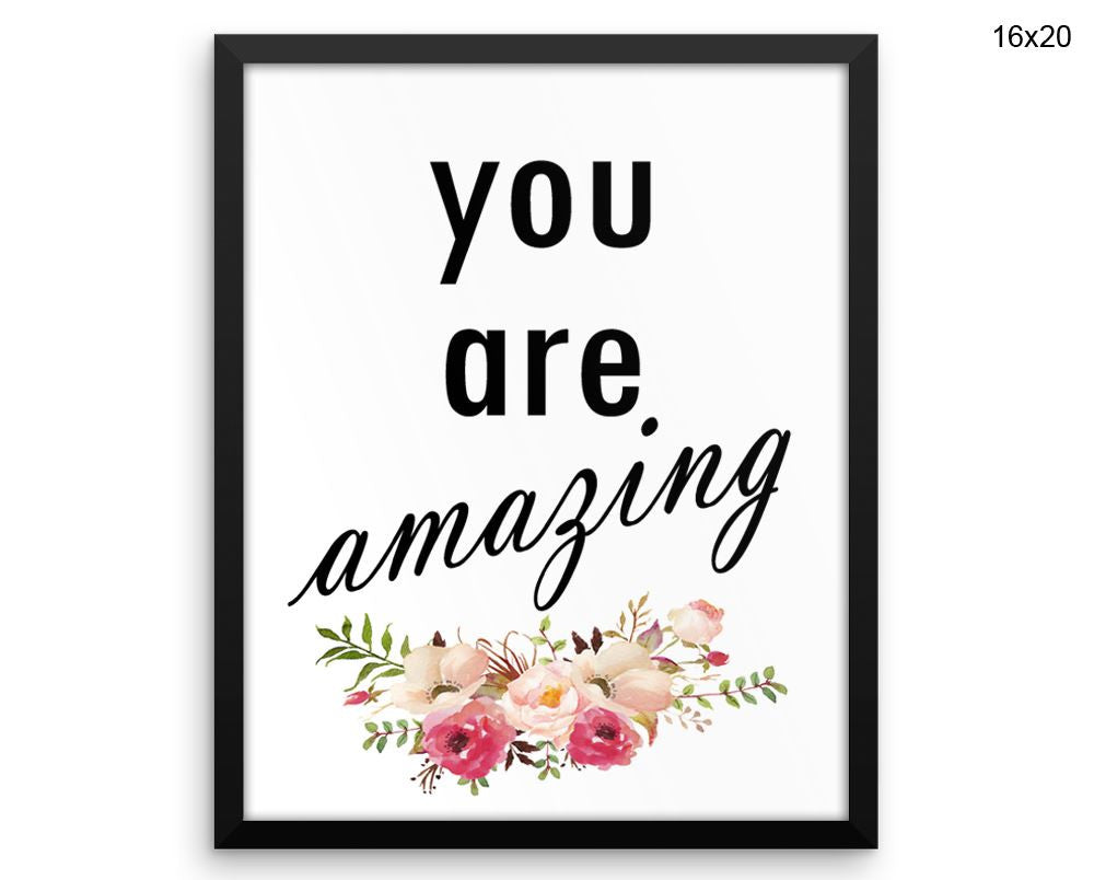 You Are Amazing Print, Beautiful Wall Art with Frame and Canvas options available Typography Decor