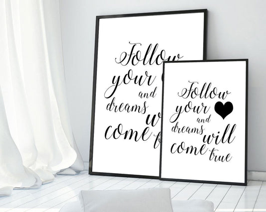 Wall Art Follow Your Heart Digital Print Follow Your Heart Poster Art Follow Your Heart Wall Art Print Follow Your Heart Typography Art love - Digital Download