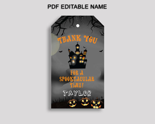 Halloween Halloween Bash Favor Tags, Black Orange Birthday Party Gift Tags Printable, Halloween Bash Thank You Tags Boy Girl, LXRNF