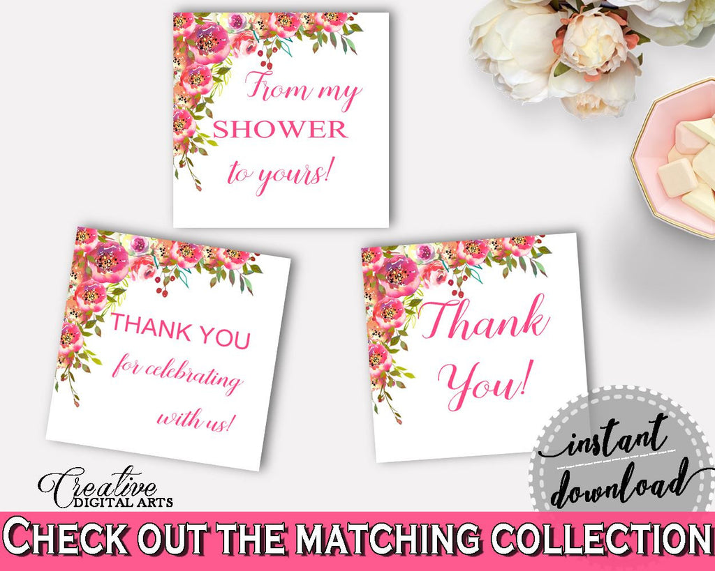 Favor Tags Bridal Shower Favor Tags Spring Flowers Bridal Shower Favor Tags Bridal Shower Spring Flowers Favor Tags Pink Green party UY5IG - Digital Product