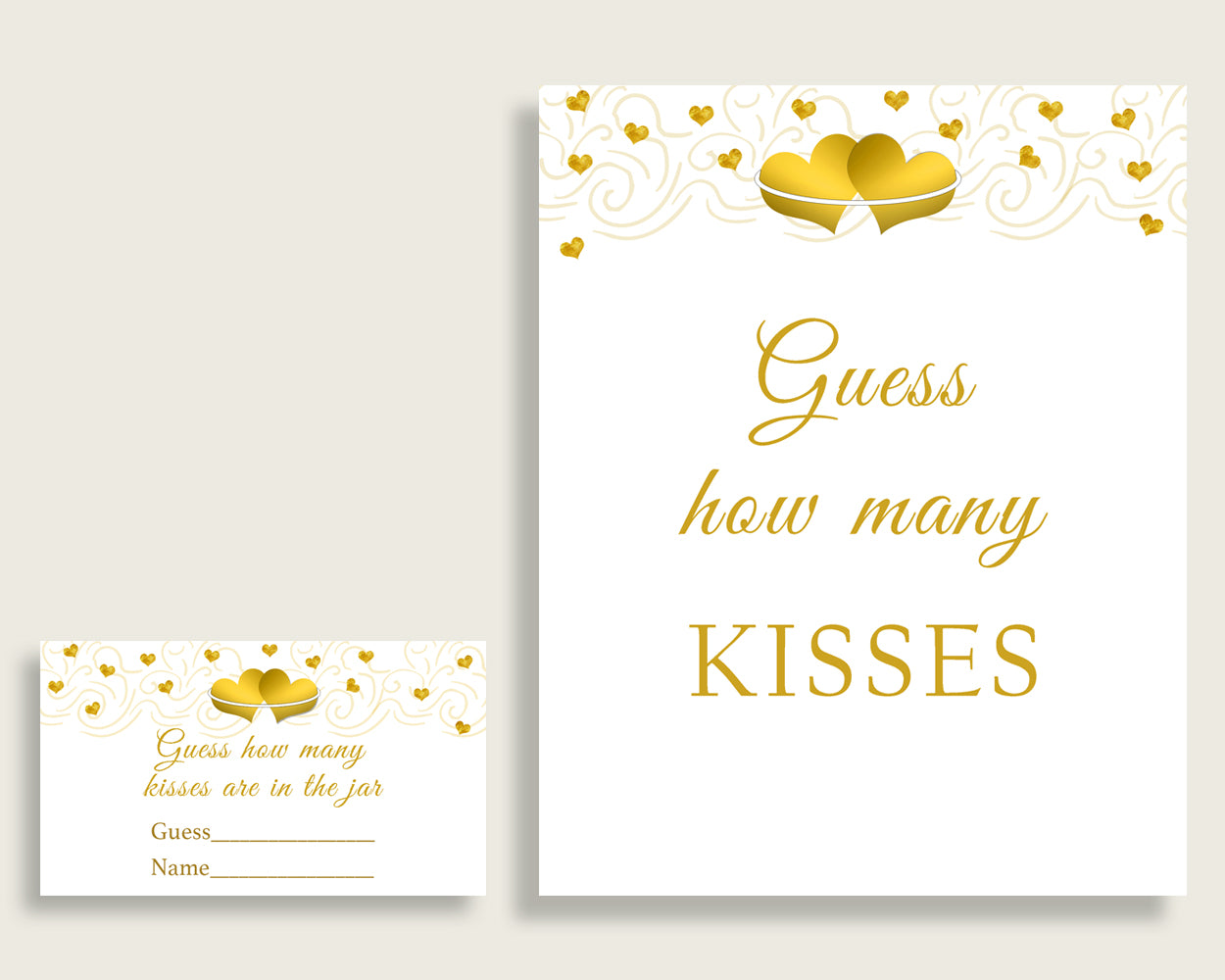 Kisses Guessing Game Bridal Shower Kisses Guessing Game Gold Hearts Bridal Shower Kisses Guessing Game Bridal Shower Gold Hearts 6GQOT