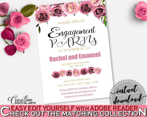 Engagement Party Invitation Bridal Shower Engagement Party Invitation Floral Bridal Shower Engagement Party Invitation Bridal Shower BQ24C - Digital Product