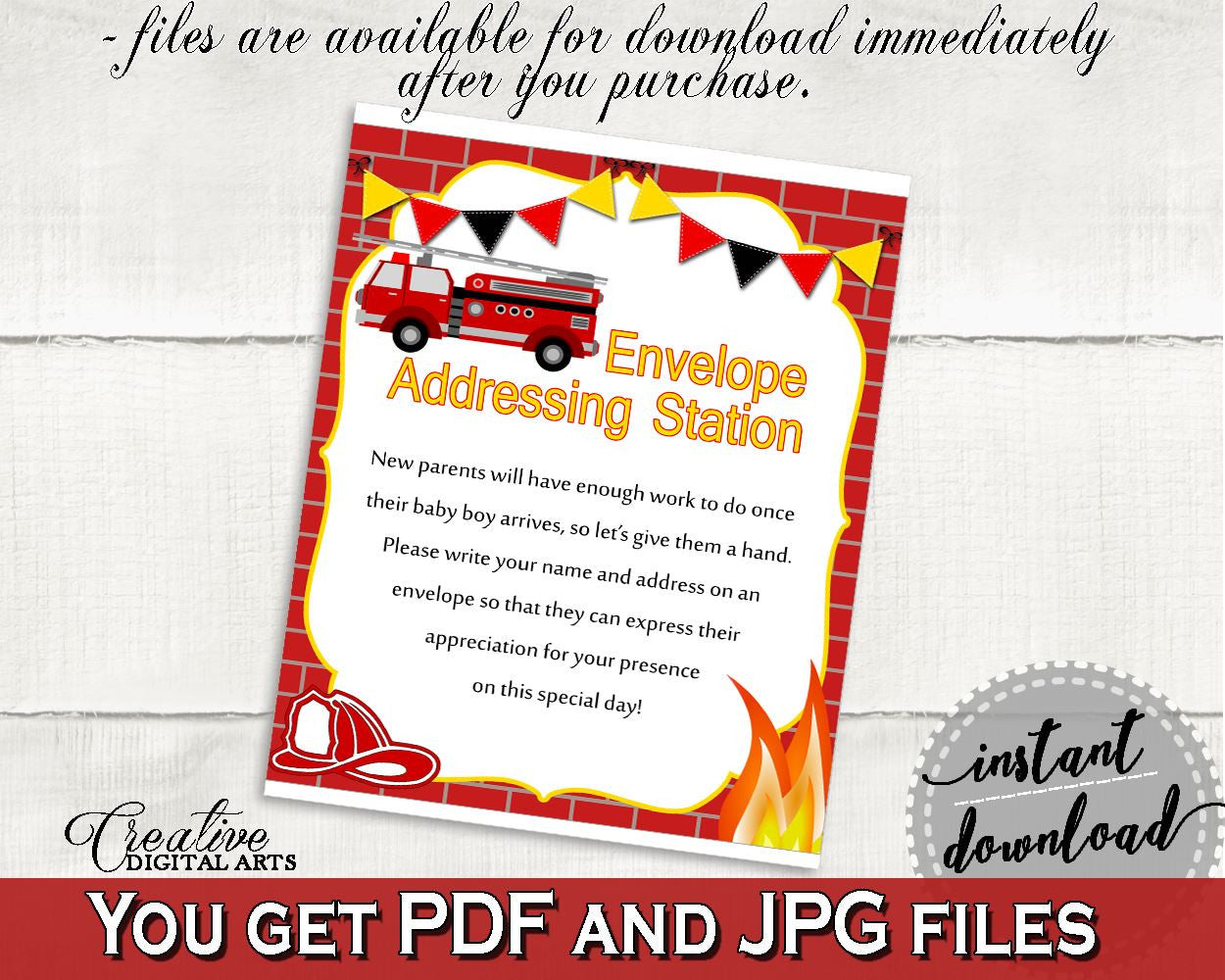 Envelope Addressing Baby Shower Envelope Addressing Fireman Baby Shower Envelope Addressing Red Yellow Baby Shower Fireman Envelope LUWX6 - Digital Product