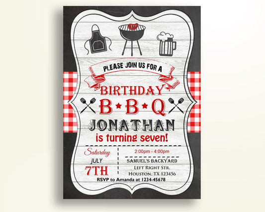 Barbecue Birthday Invitation Chalkboard Birthday Party Invitation Barbecue Birthday Party Chalkboard Invitation Boy Girl backyard bbq 2UCPI - Digital Product