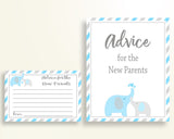 Advice Cards Baby Shower Advice Cards Elephant Baby Shower Advice Cards Blue Gray Baby Shower Elephant Advice Cards printable instant C0U64 - Digital Product