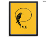 Talk Parrot Print, Beautiful Wall Art with Frame and Canvas options available Bedroom Decor