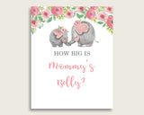 Pink Grey How Big Is Mommy's Belly Game, Pink Elephant Baby Shower Girl, Guess Mommys Belly Size, Mommy Tummy Game, Instant Download, ep001