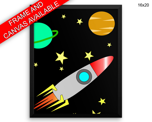 Rocket Stars Print, Beautiful Wall Art with Frame and Canvas options available Kids Room Decor