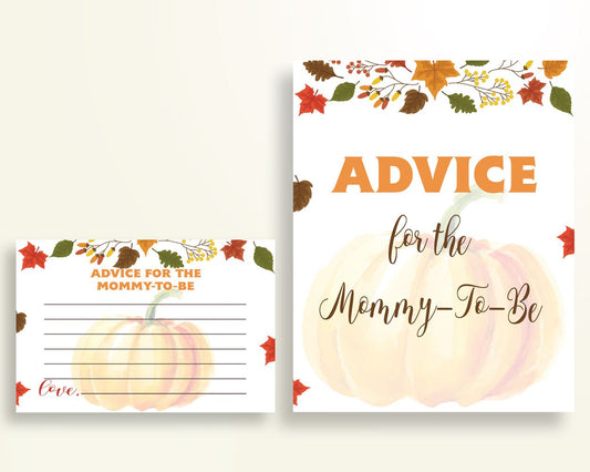 Advice Cards Baby Shower Advice Cards Autumn Baby Shower Advice Cards Baby Shower Pumpkin Advice Cards Orange Brown party supplies OALDE - Digital Product