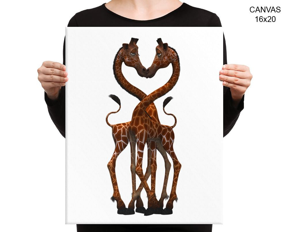 Giraffe Kissing Print, Beautiful Wall Art with Frame and Canvas options available Kids Decor