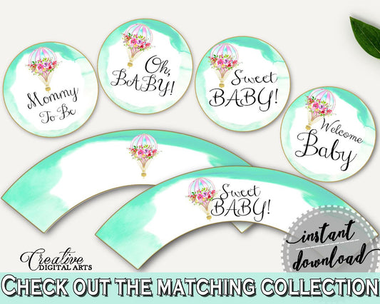 Cupcake Toppers And Wrappers Baby Shower Cupcake Toppers And Wrappers Hot Air Balloon Baby Shower Cupcake Toppers And Wrappers Baby CSXIS - Digital Product