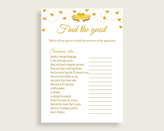 Find The Guest Bridal Shower Find The Guest Gold Hearts Bridal Shower Find The Guest Bridal Shower Gold Hearts Find The Guest White 6GQOT