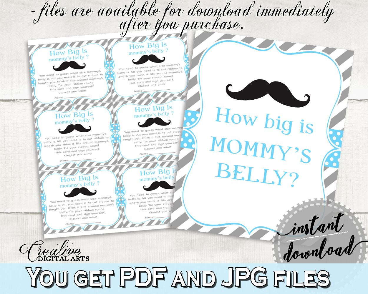 Blue Gray Mommy's Belly, Baby Shower Mommy's Belly, Mustache Baby Shower Mommy's Belly, Baby Shower Mustache Mommy's Belly prints 9P2QW - Digital Product