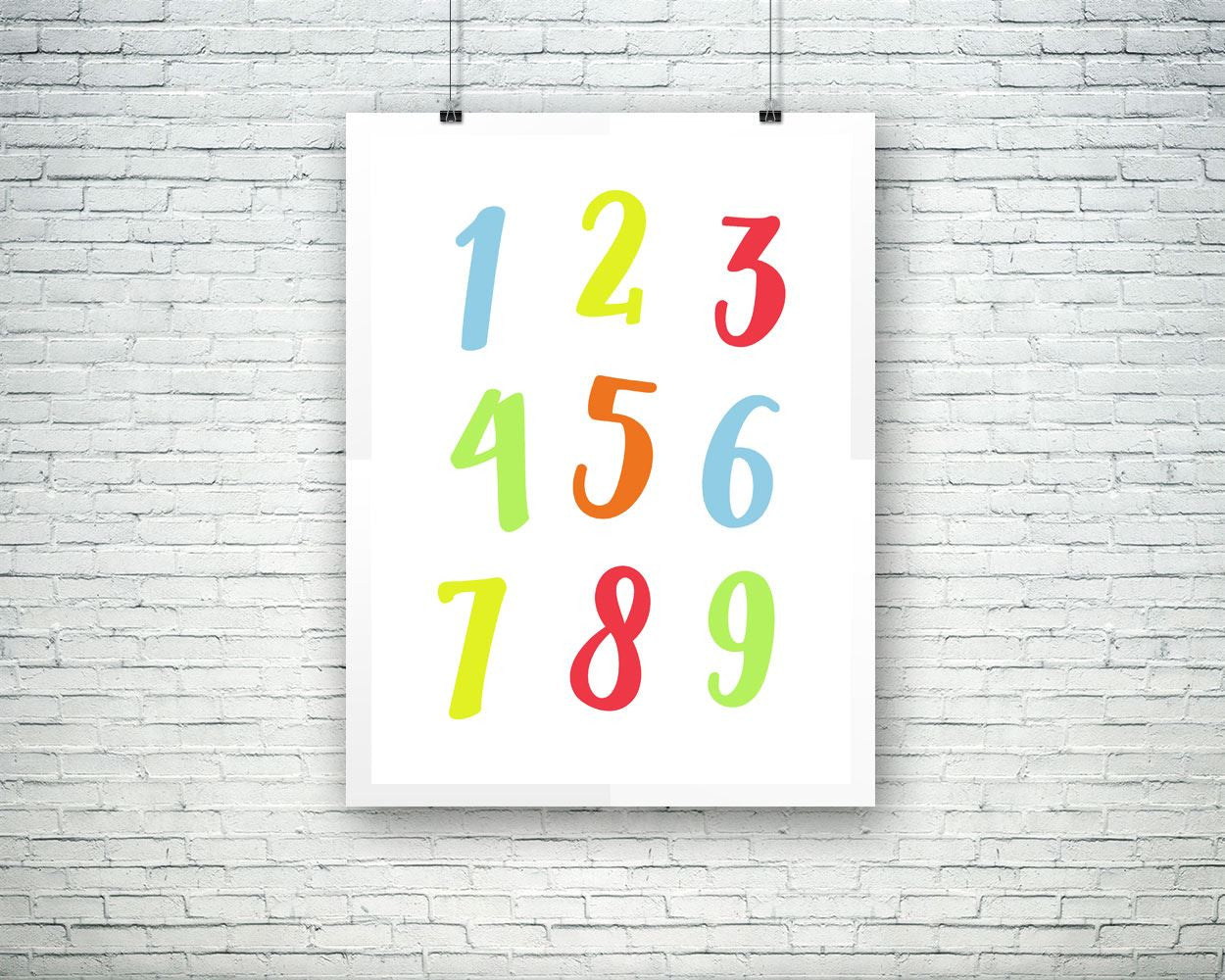 Wall Art Digits Digital Print Numbers Poster Art Digits Wall Art Print Numbers Nursery Art Numbers Nursery Print Digits Wall Decor Digits - Digital Download