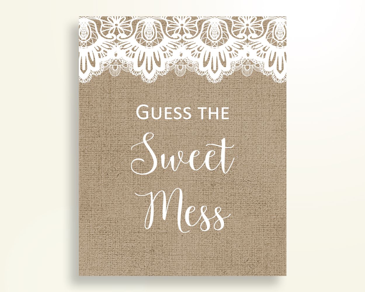 Sweet Mess Baby Shower Sweet Mess Burlap Lace Baby Shower Sweet Mess Baby Shower Burlap Lace Sweet Mess Brown White party theme W1A9S - Digital Product