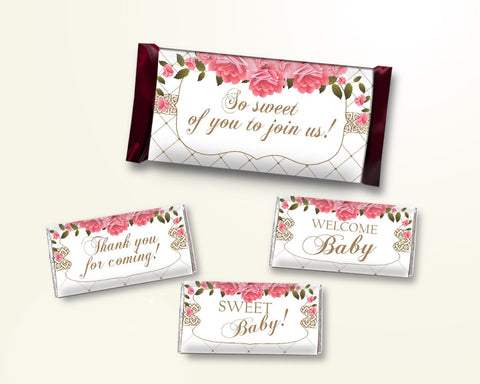 Candy Wrappers Baby Shower Hershey Wrappers Roses Baby Shower Candy Wrappers Baby Shower Roses Hershey Wrappers Pink White prints U3FPX - Digital Product