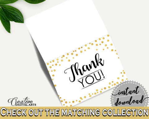 Thank You Card Bridal Shower Thank You Card Confetti Bridal Shower Thank You Card Bridal Shower Confetti Thank You Card Gold White CZXE5 - Digital Product