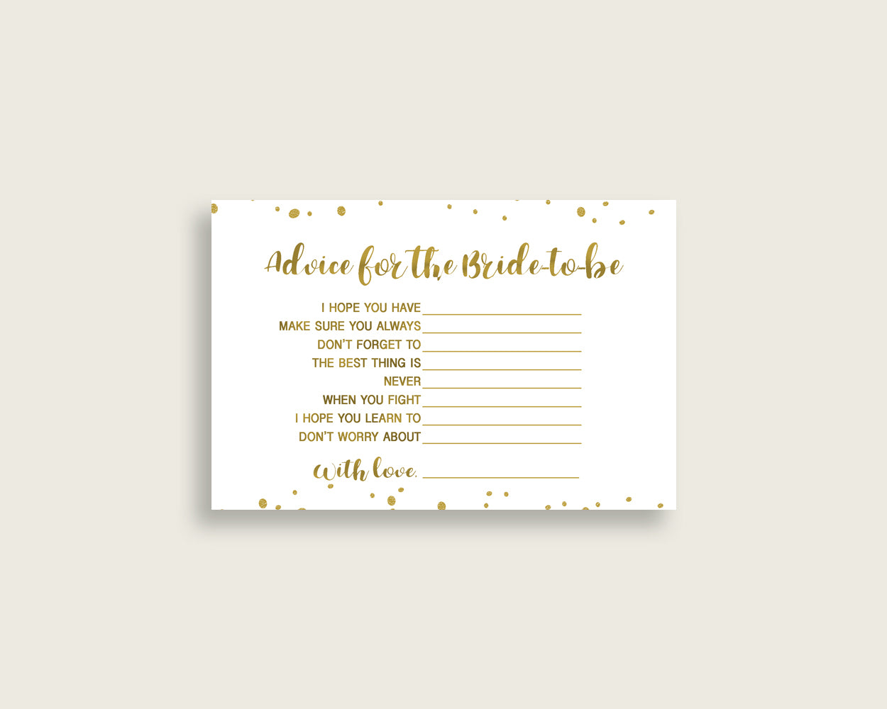 Advice Cards Bridal Shower Advice Cards Gold Bridal Shower Advice Cards Bridal Shower Gold Advice Cards Gold White party plan party G2ZNX