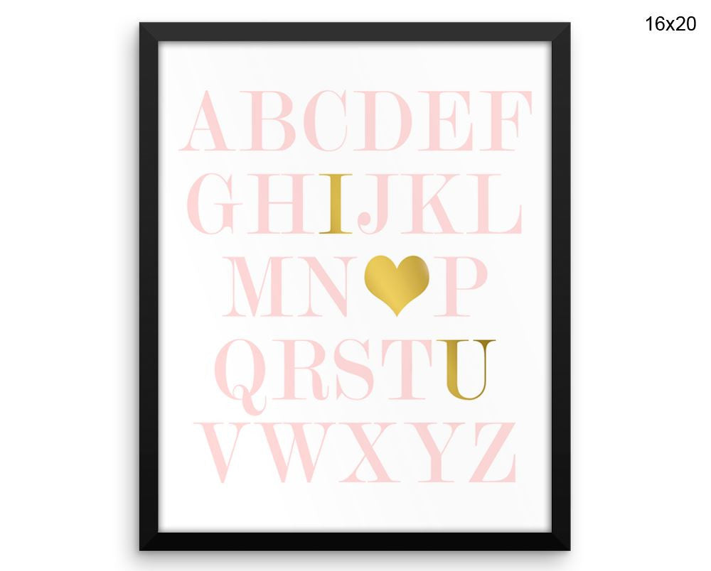 Alphabet Print, Beautiful Wall Art with Frame and Canvas options available Nursery Decor