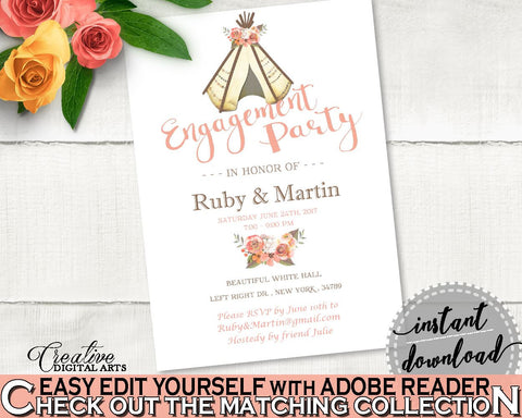 Engagement Party Invitation Bridal Shower Engagement Party Invitation Tribal Bridal Shower Engagement Party Invitation Bridal Shower 9ENSG - Digital Product