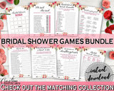 Pink And Red Bohemian Flowers Bridal Shower Theme: Games Bundle - games printable, tribal bohemian, bridal shower idea, party ideas - 06D7T - Digital Product